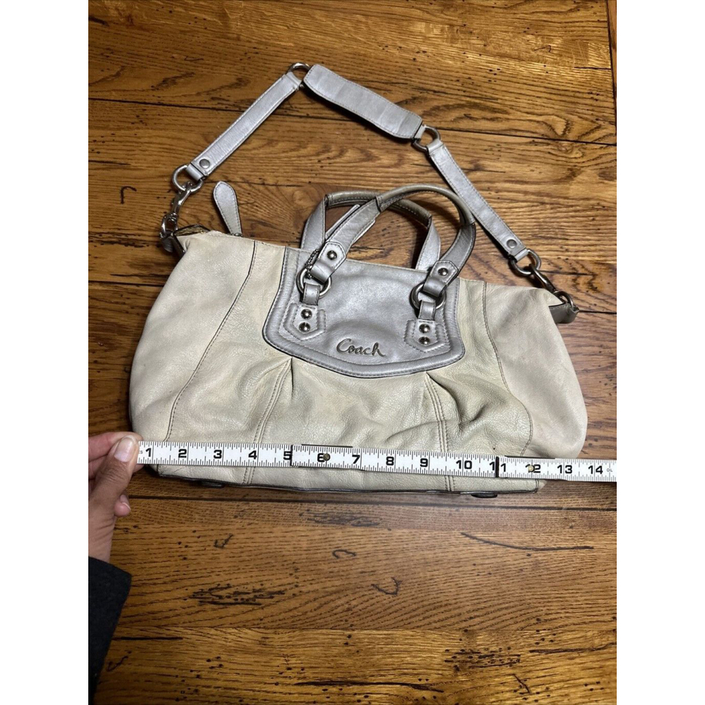 COACH ASHLEY IVORY/CREAM LEATHER CONVERTIBLE TRAVEL SATCHEL TOTE BAG F19247 - Picture 3 of 10